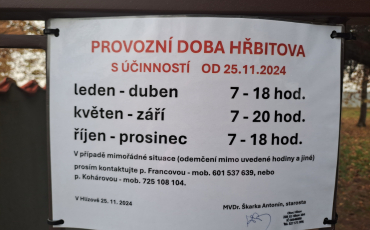 Důležité upozornění - hřbitov